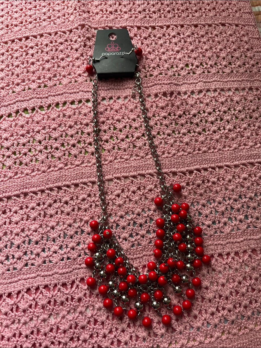 paparazzi Red Beaded Cascade Necklace